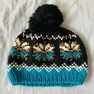 Pom Pom Beanie Winter Hat Blue - Super Cute!